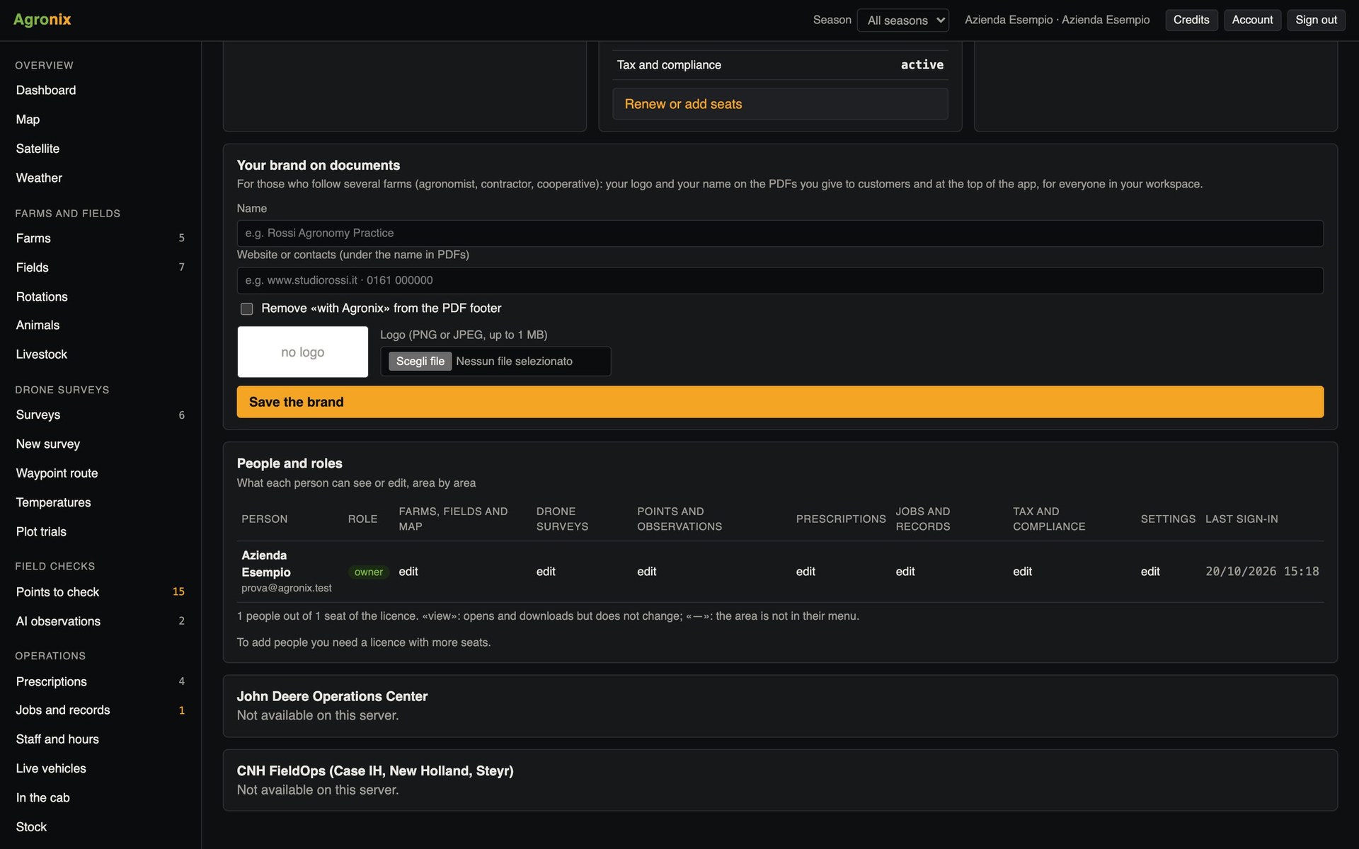 Branding settings for documents