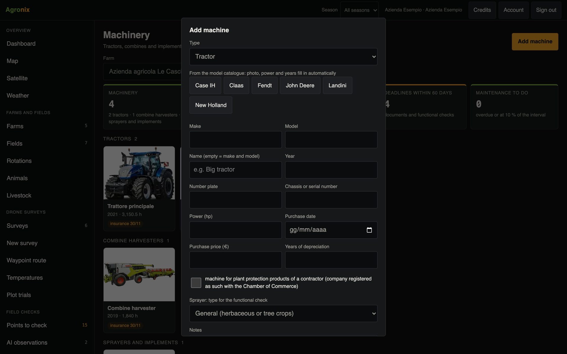 Choosing the model from the catalogue