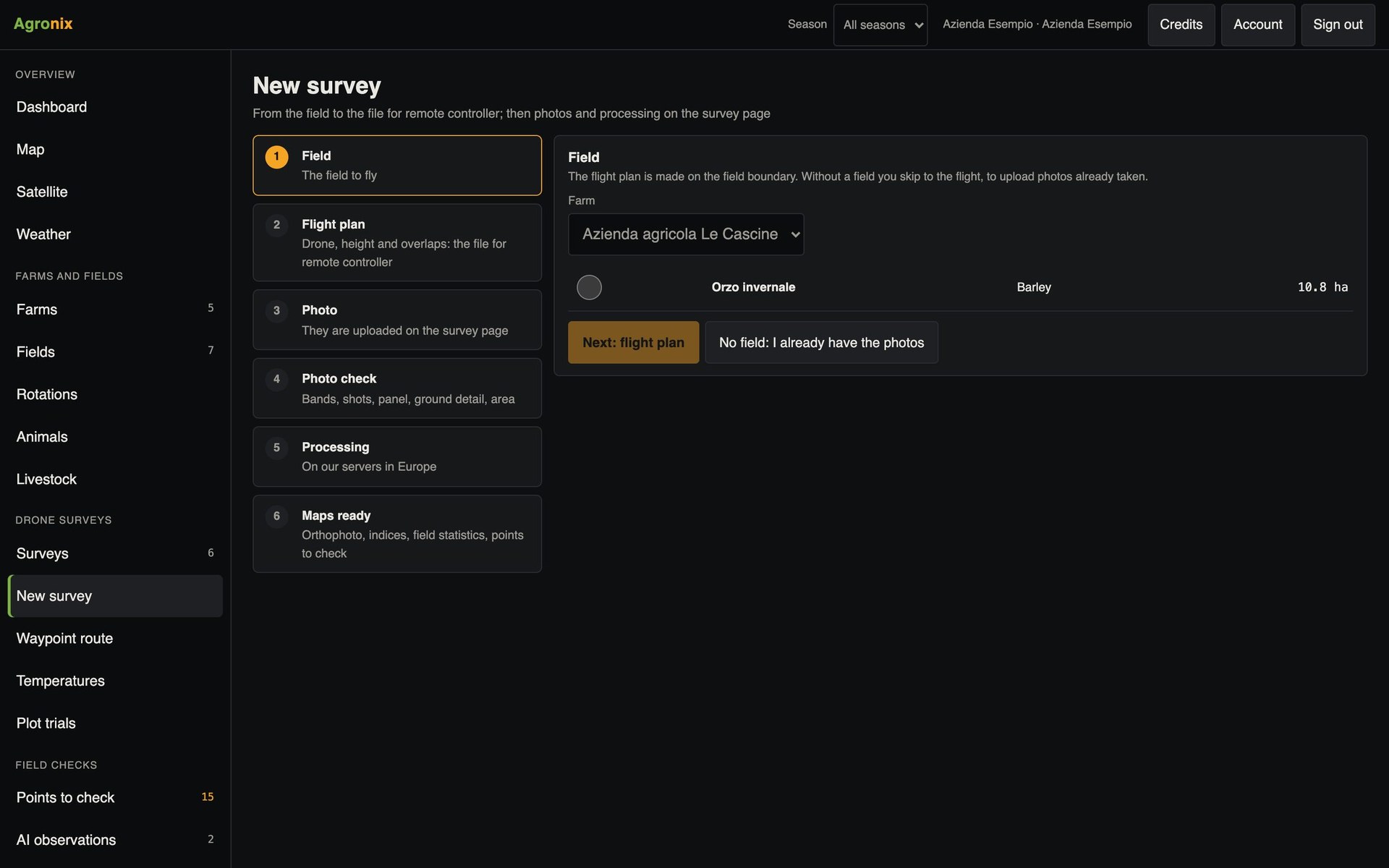 New survey guided step by step