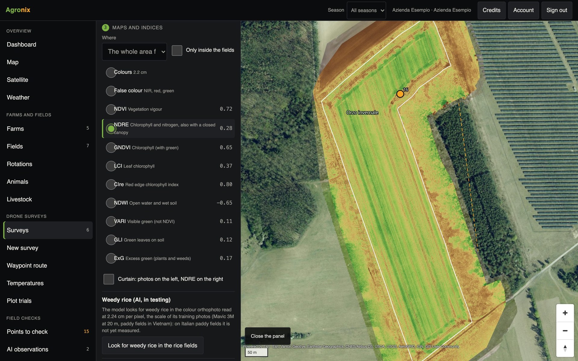 NDRE map of the same field